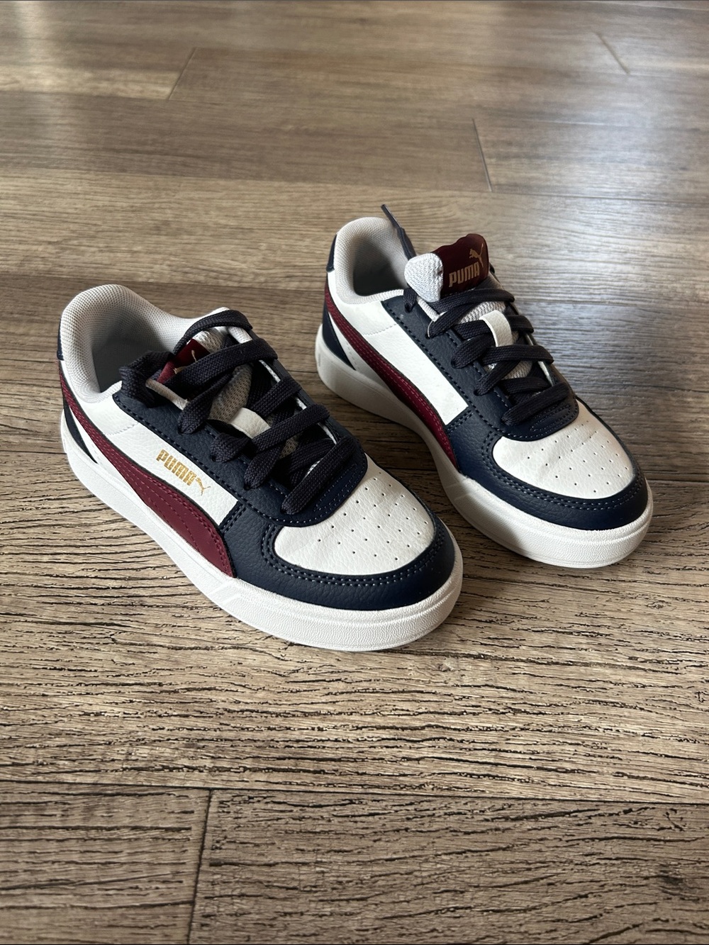 Puma Kids White Navy Burgundy Low-Top Sneakers